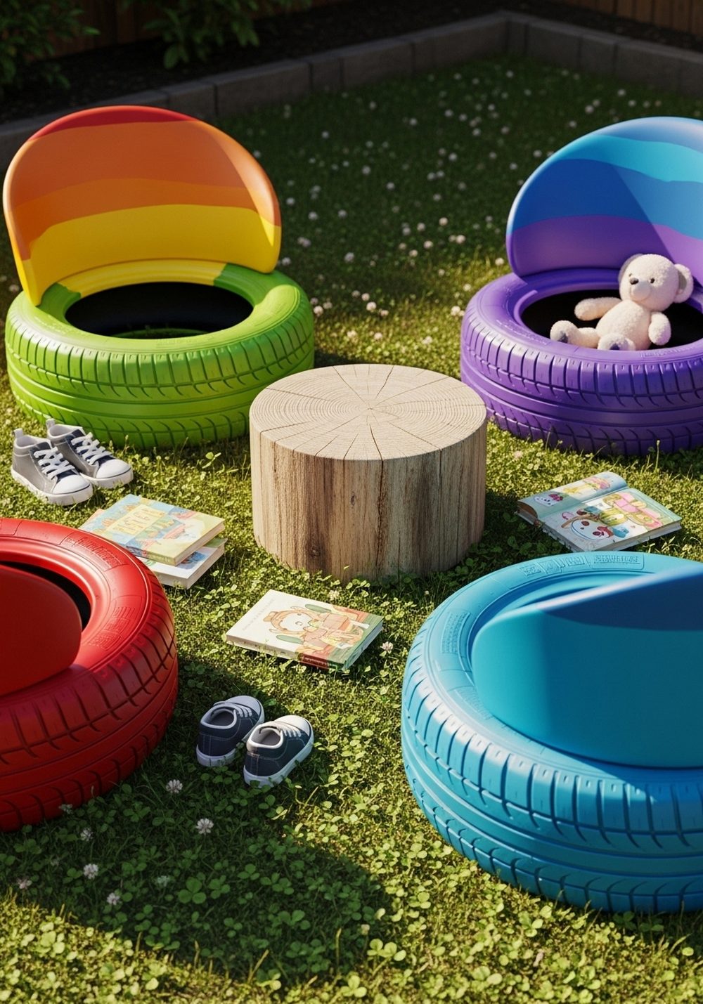 Bright Rainbow Tire Seat Circle