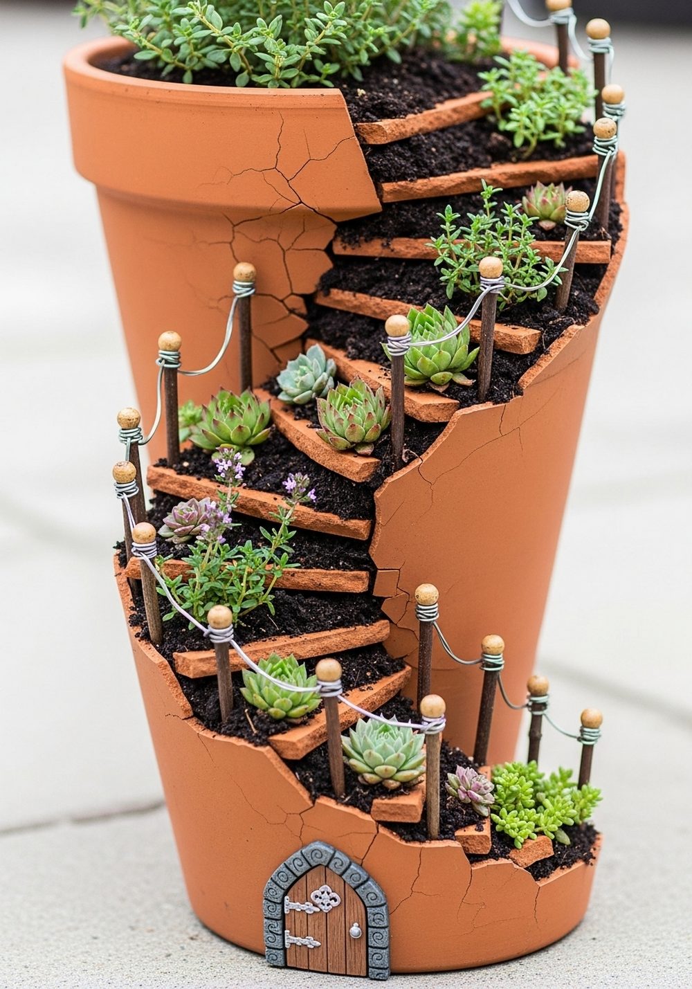 Broken Pot Fairy Staircase Garden
