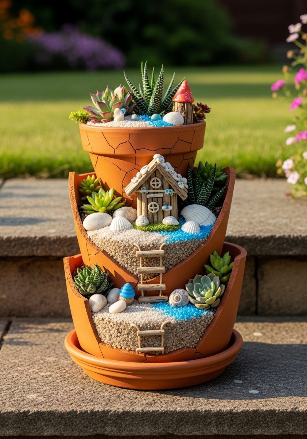 Broken Pot Mini Beach Fairy Garden