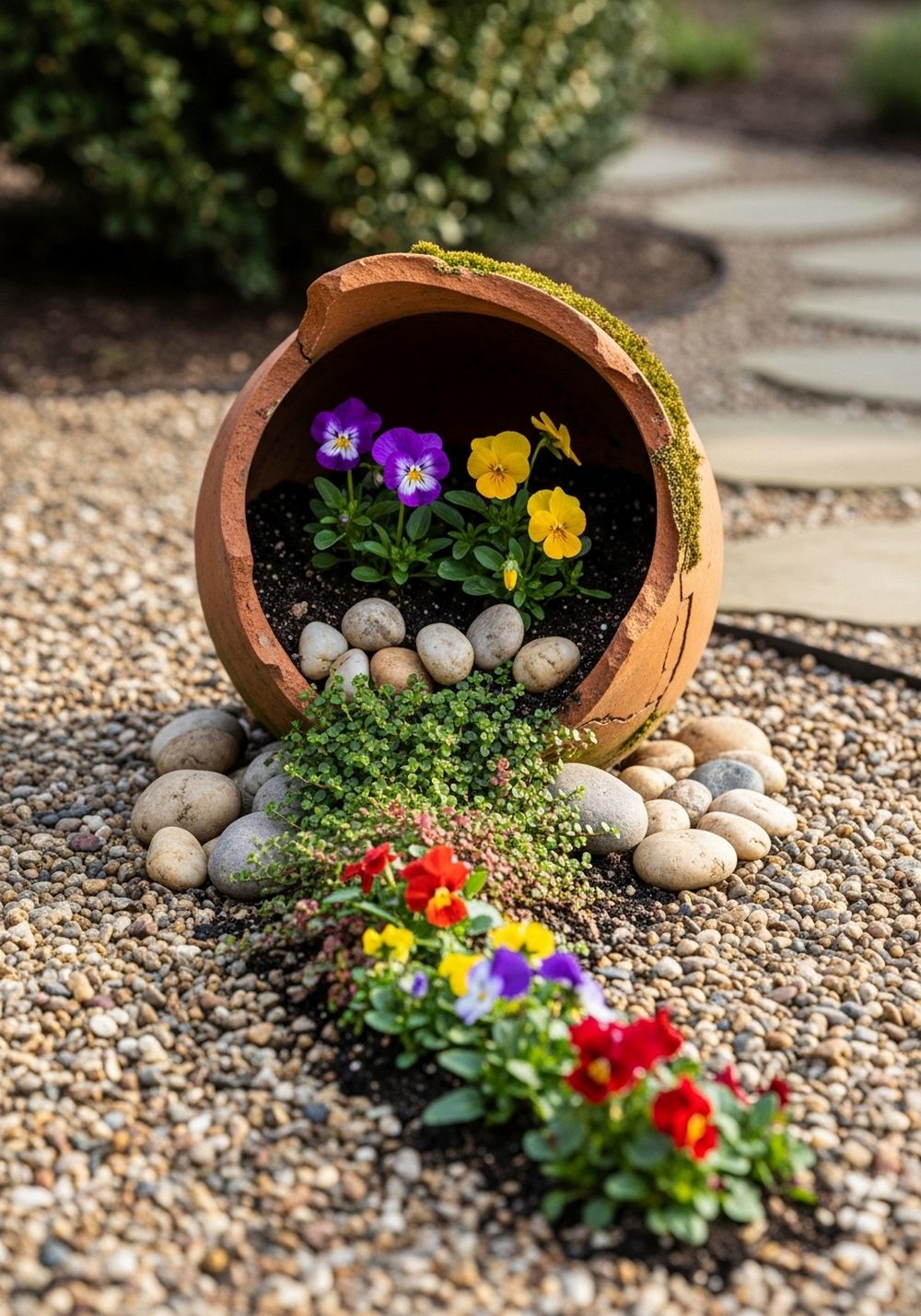 Broken Pot “Spilled” Flower Feature