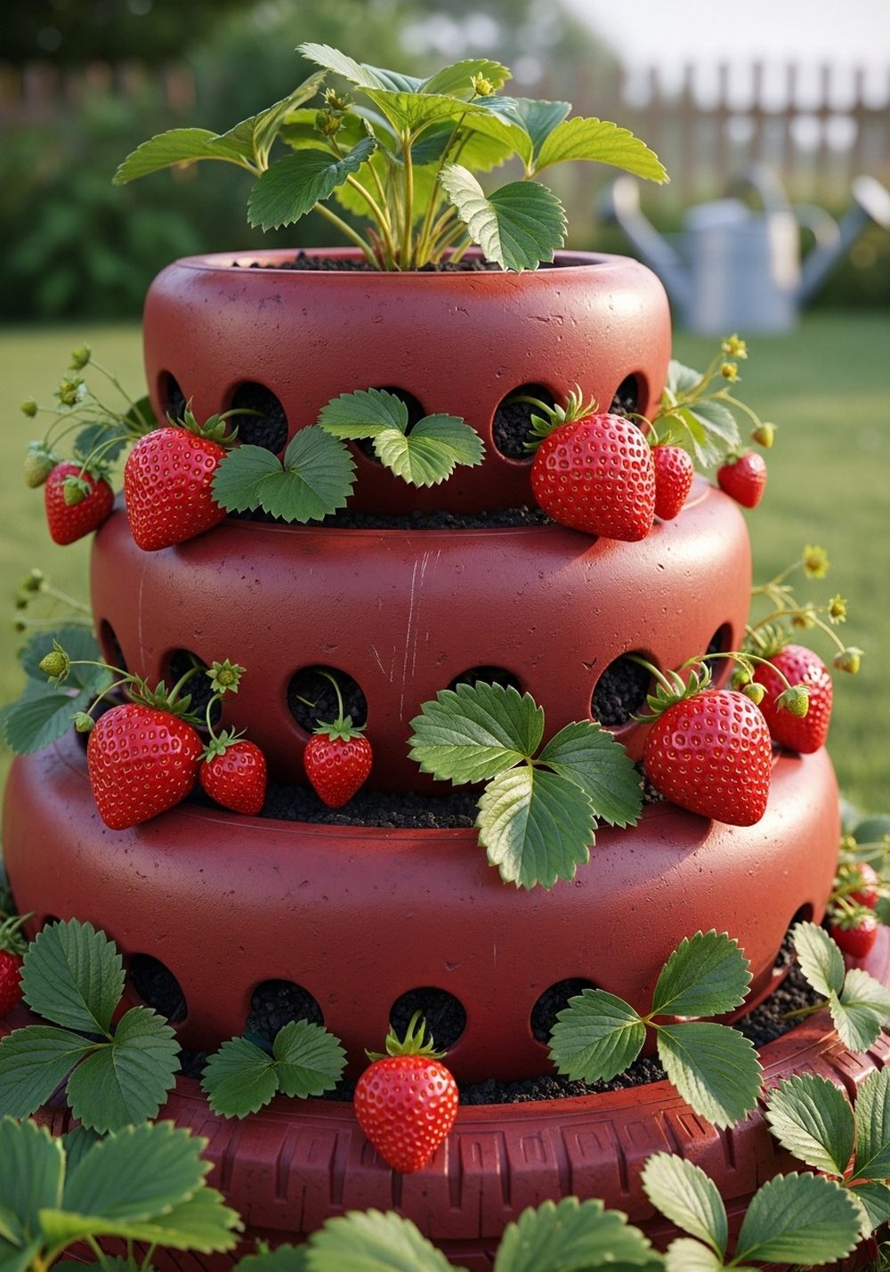 Build A Tiered Tire Strawberry Tower