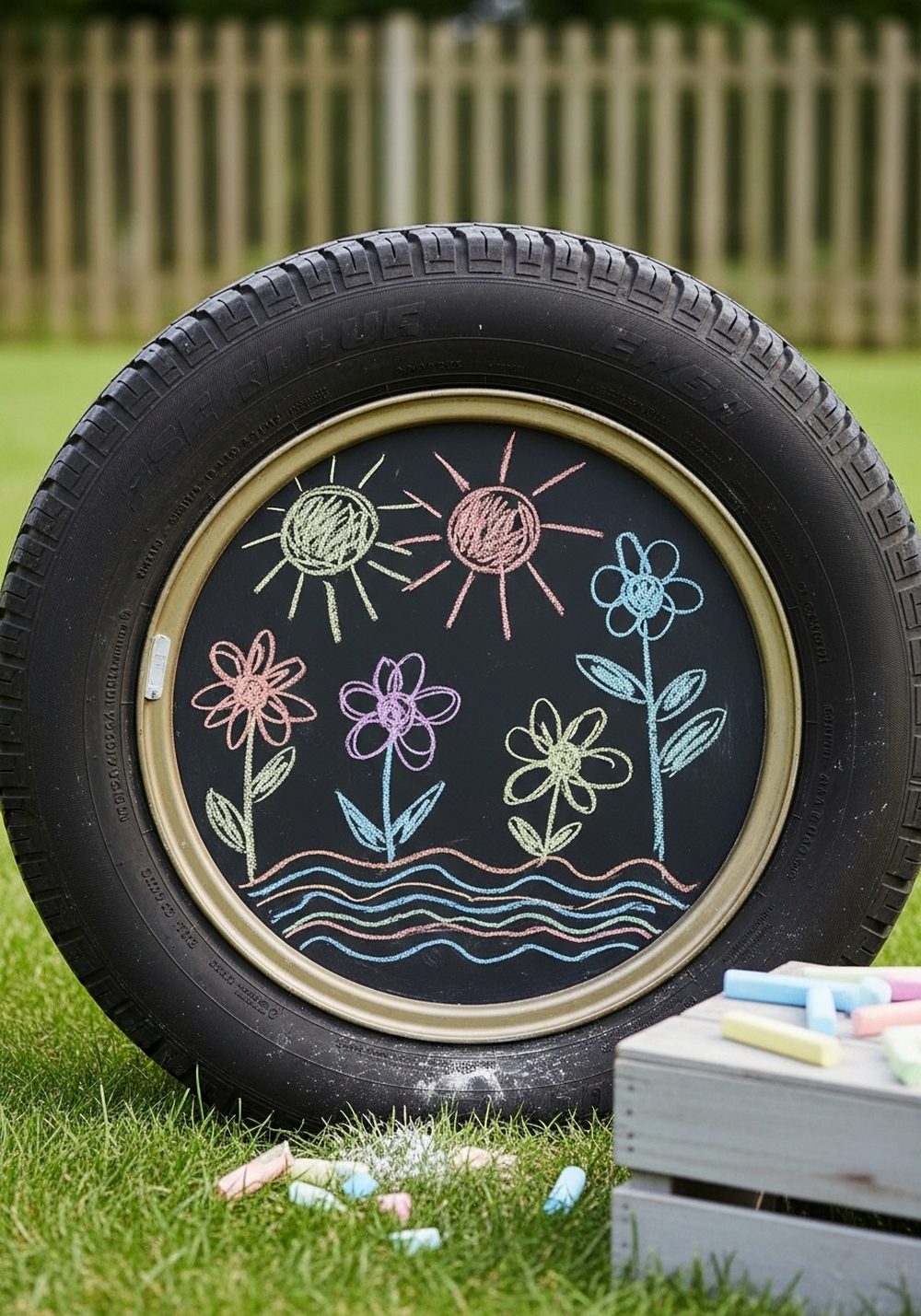 Chalk Art Tire Drawing Station