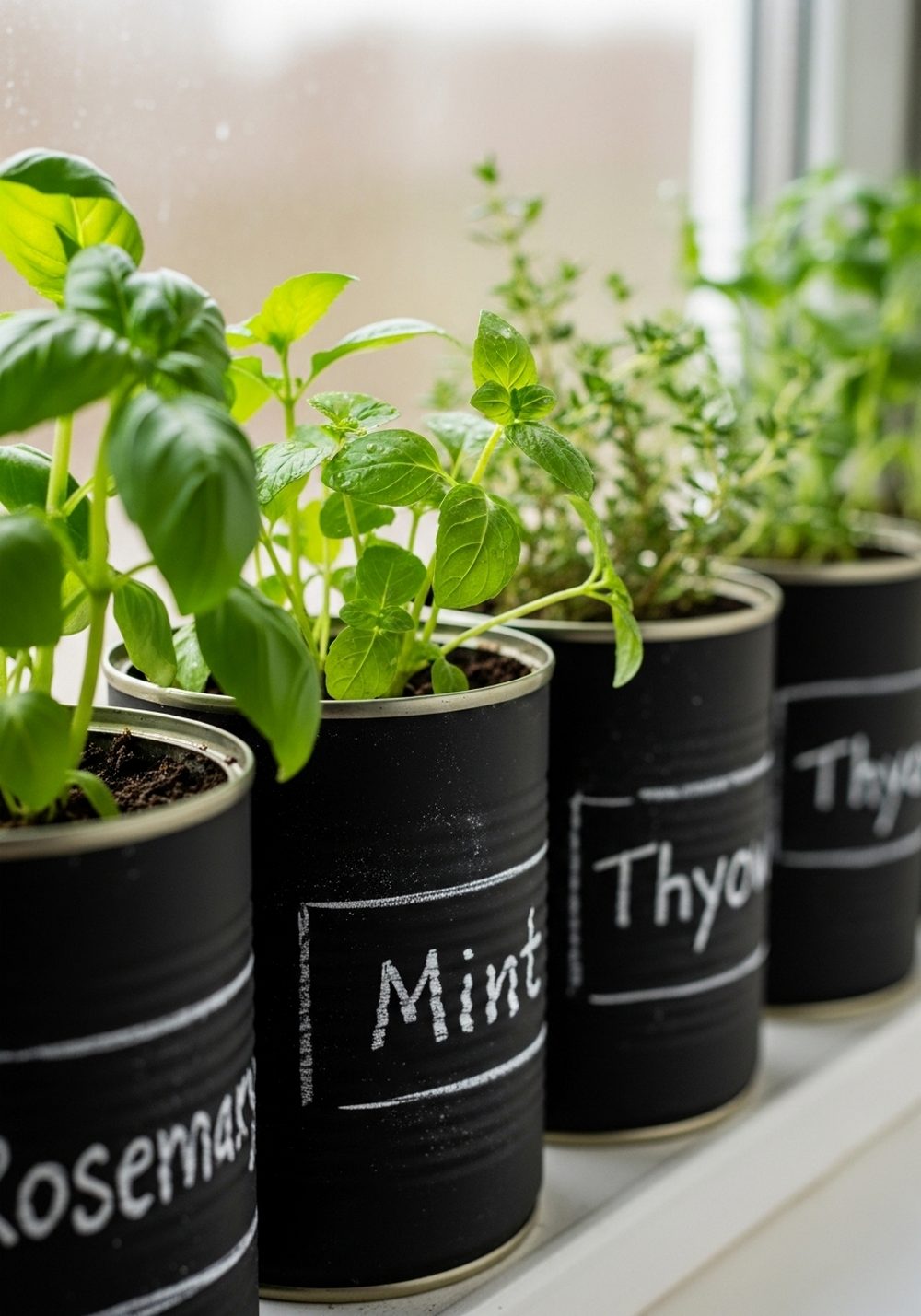 Chalkboard Herb Tin Can Lineup