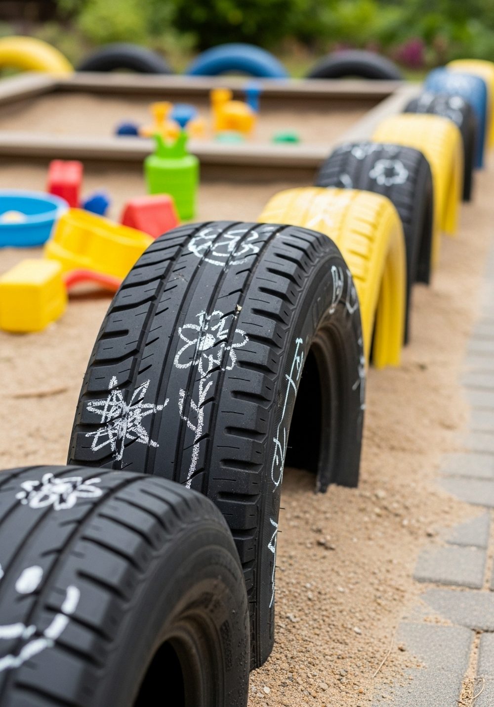 Chalkboard Paint Tire Edging For Kids