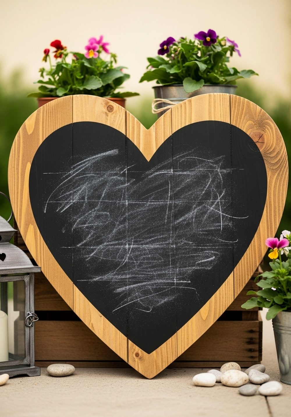 Chalkboard-Style Pallet Heart Welcome Sign