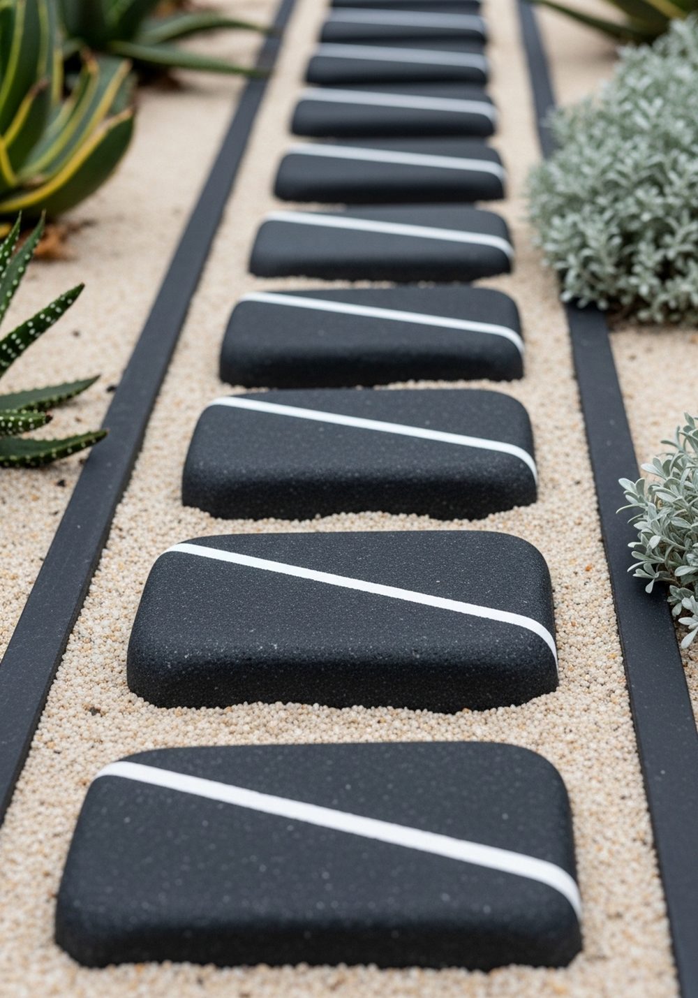 Charcoal Stones With Thin White Pinstripes