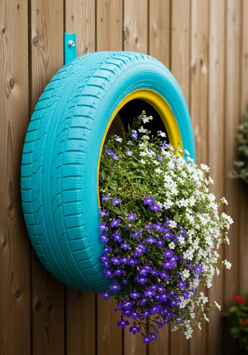 Cheerful Hanging Tire Wall Garden