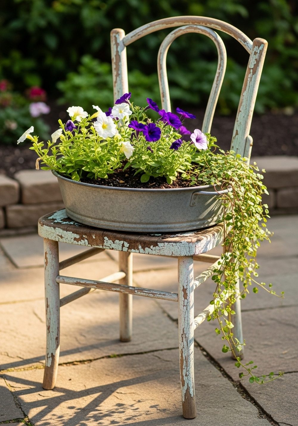 Chippy Painted Chair Flower Planter