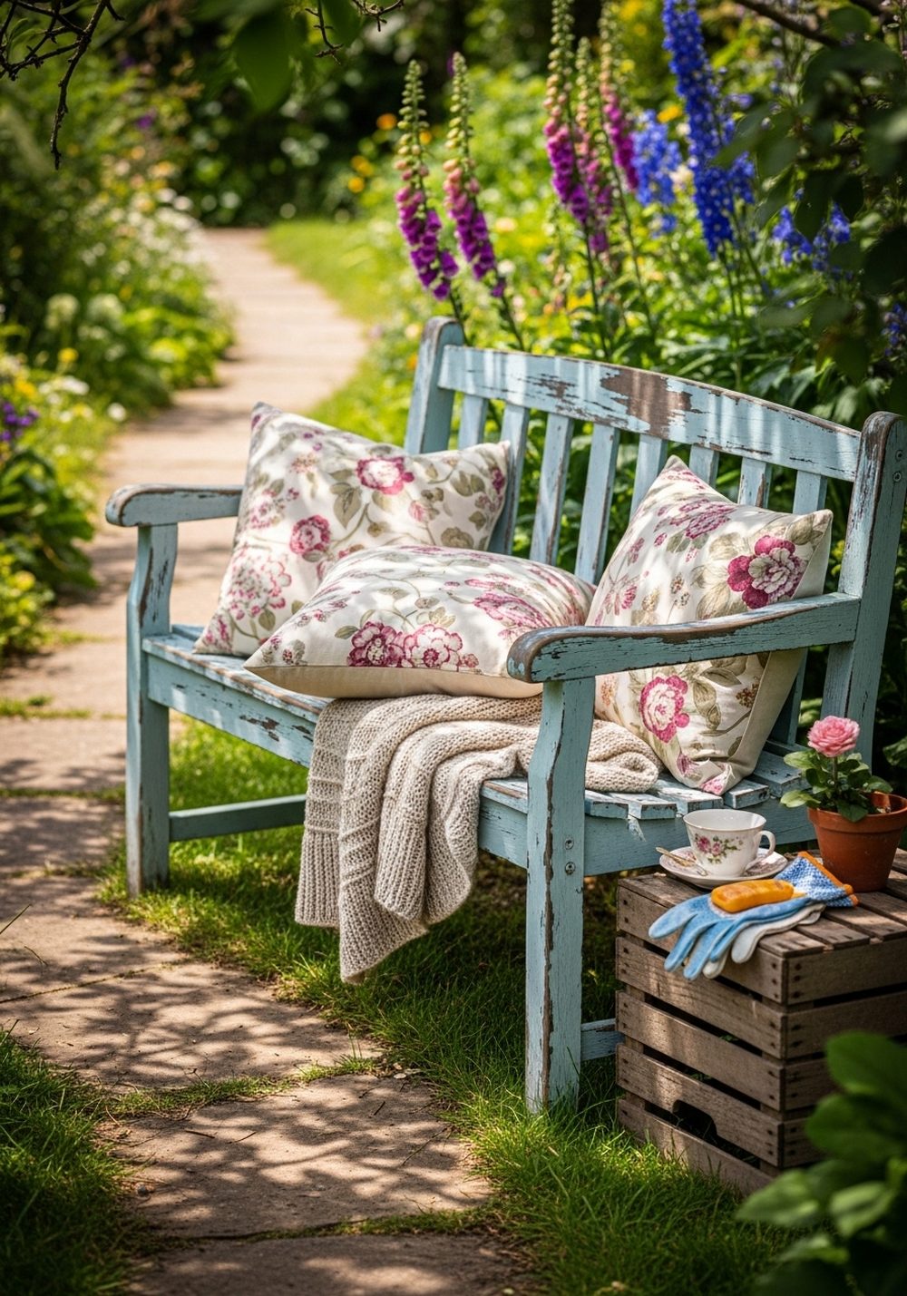 Chippy Painted Cottage Garden Bench
