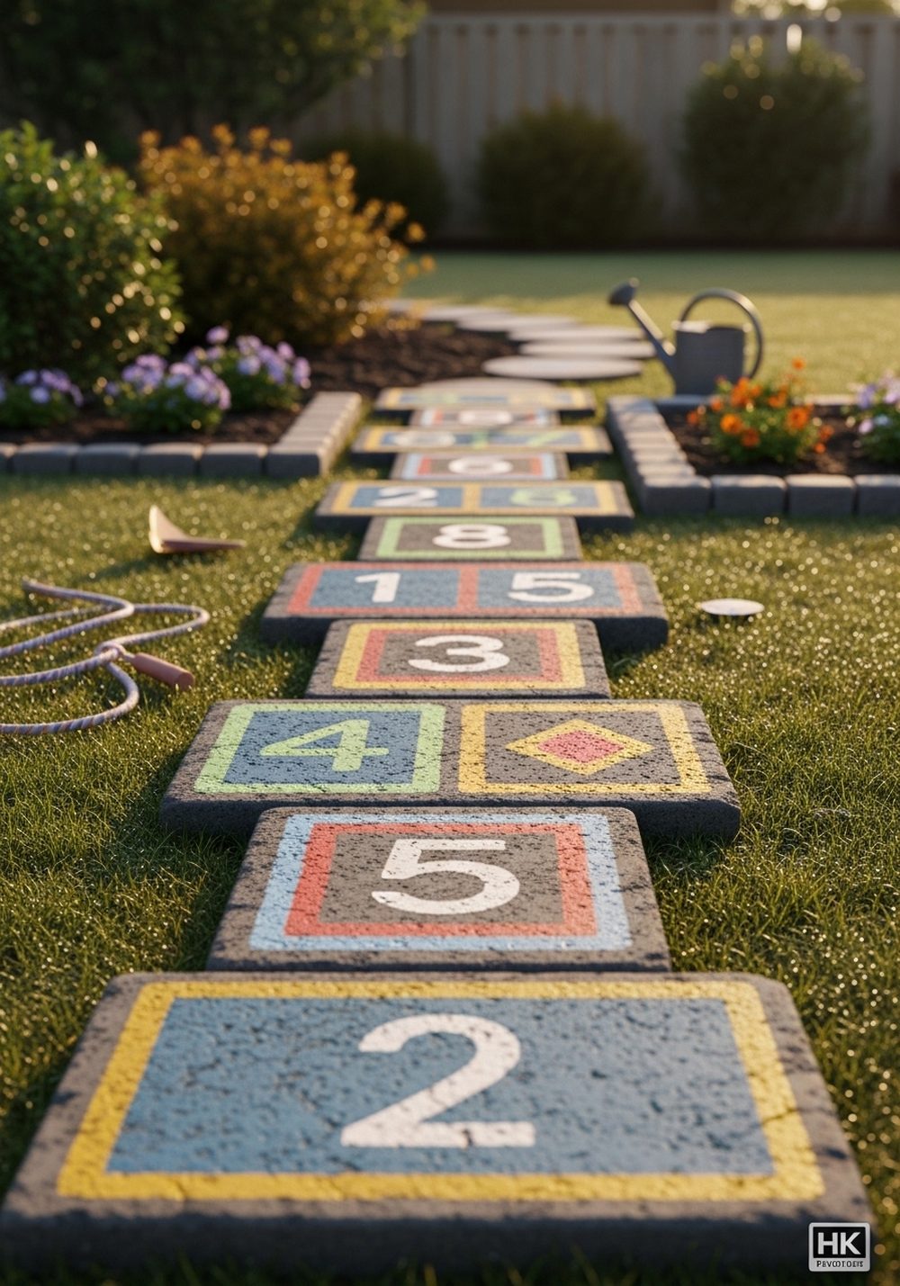 Cinder Block Hopscotch Garden Path
