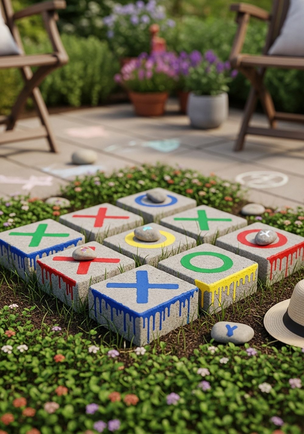 Cinder Block Tic-Tac-Toe Game