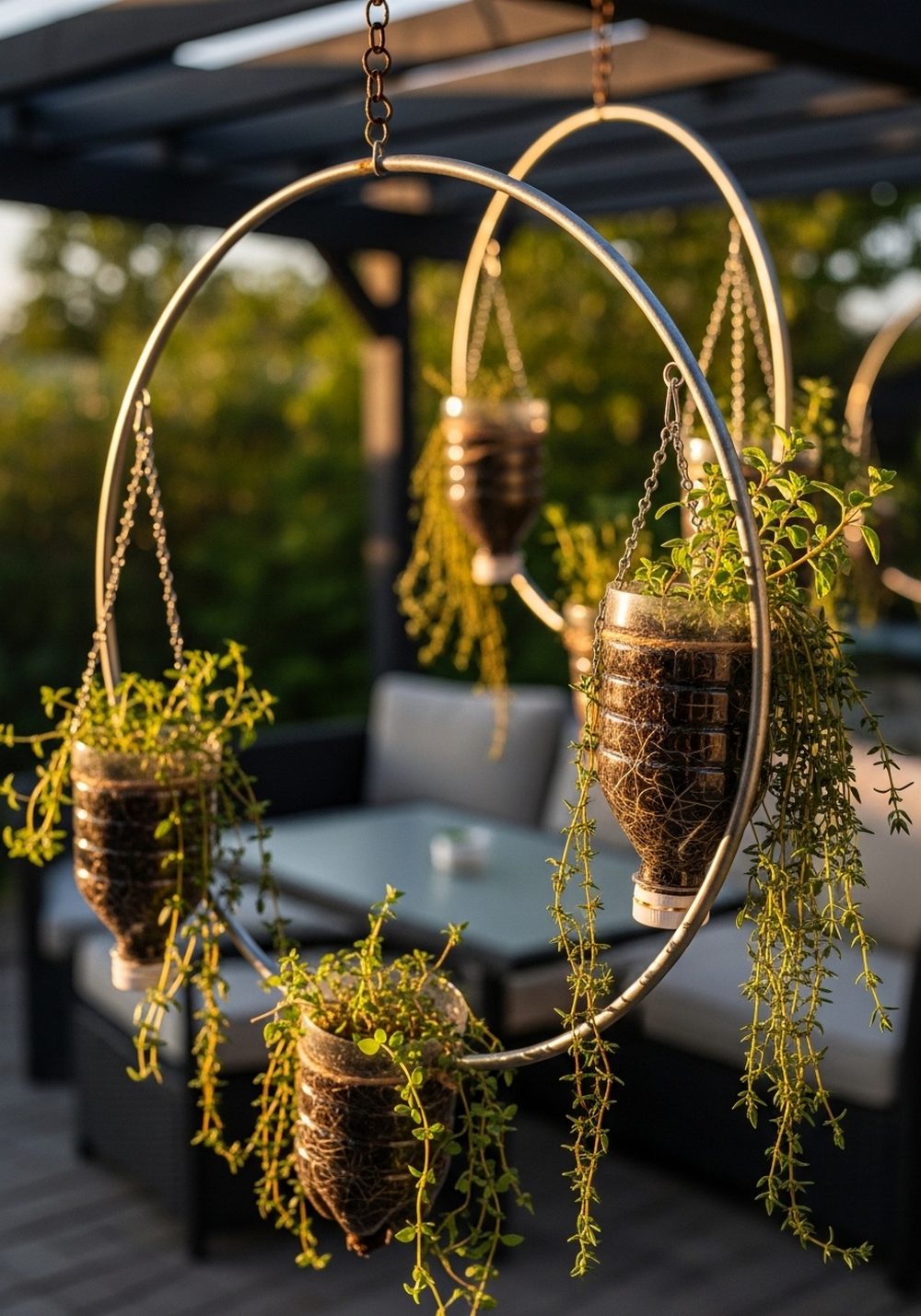 Circular Hoop Hanging Bottle Herb Mobile