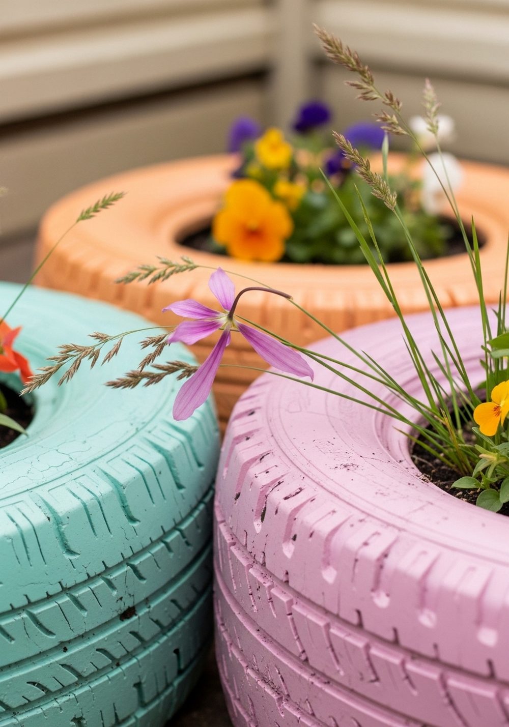 Cluster Rainbow Tire Rings In Soft Candy Colors