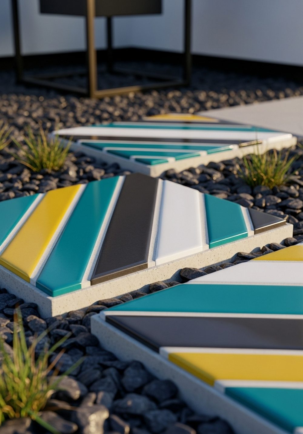 Color-Block Modern Geometric Mosaic Stones