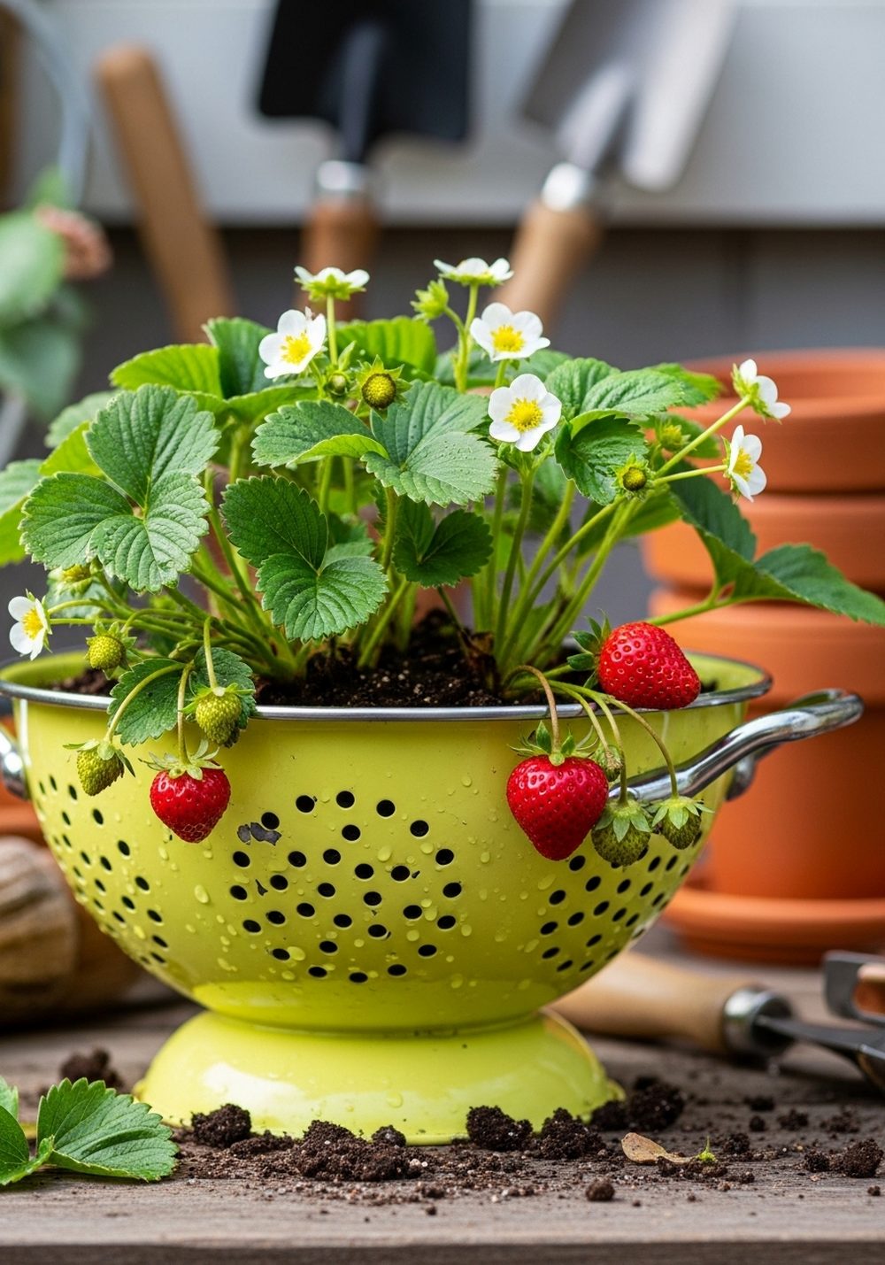 Colorful Colander Strawberry Planter