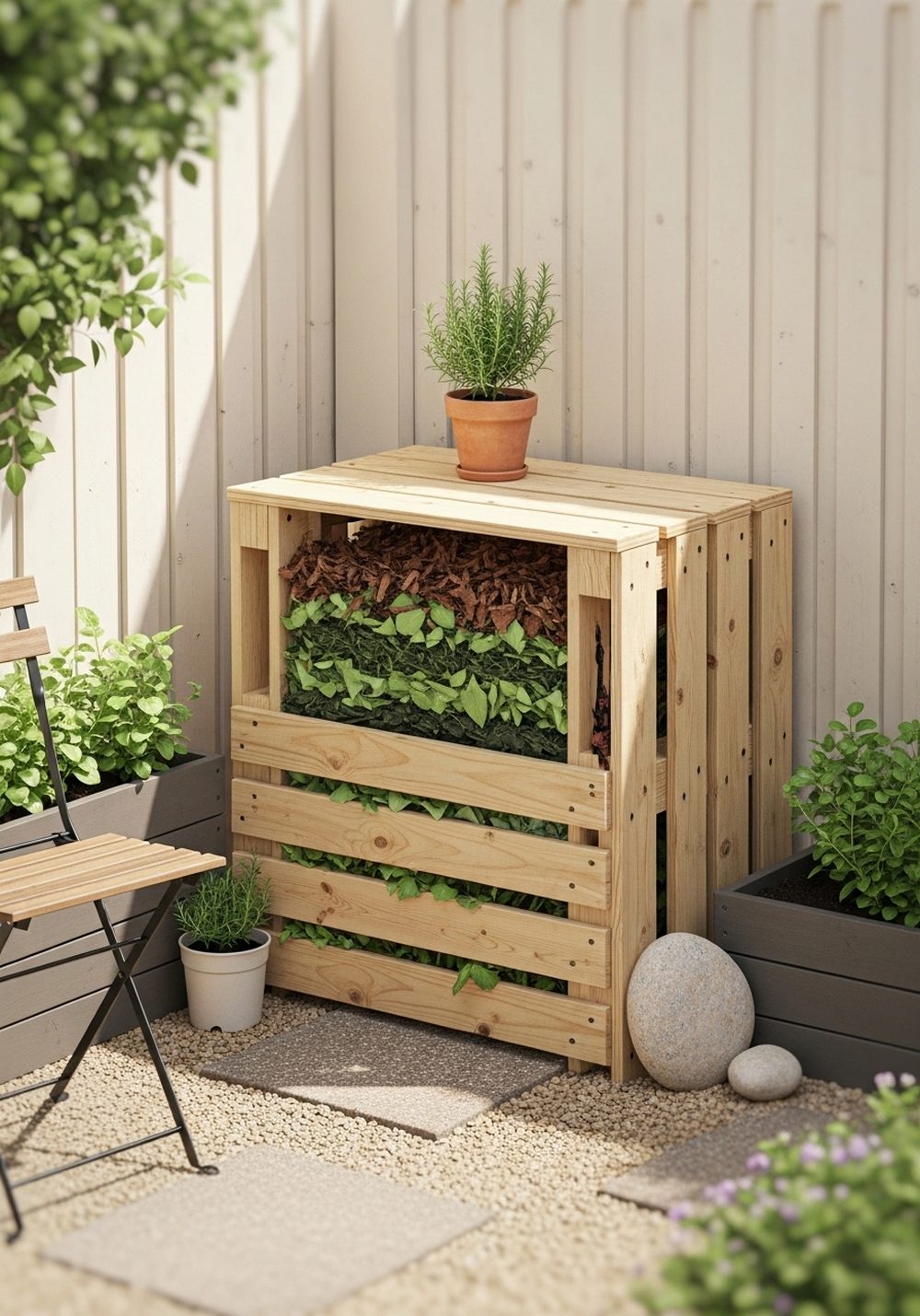 Compact Pallet Compost Bin For Small Gardens