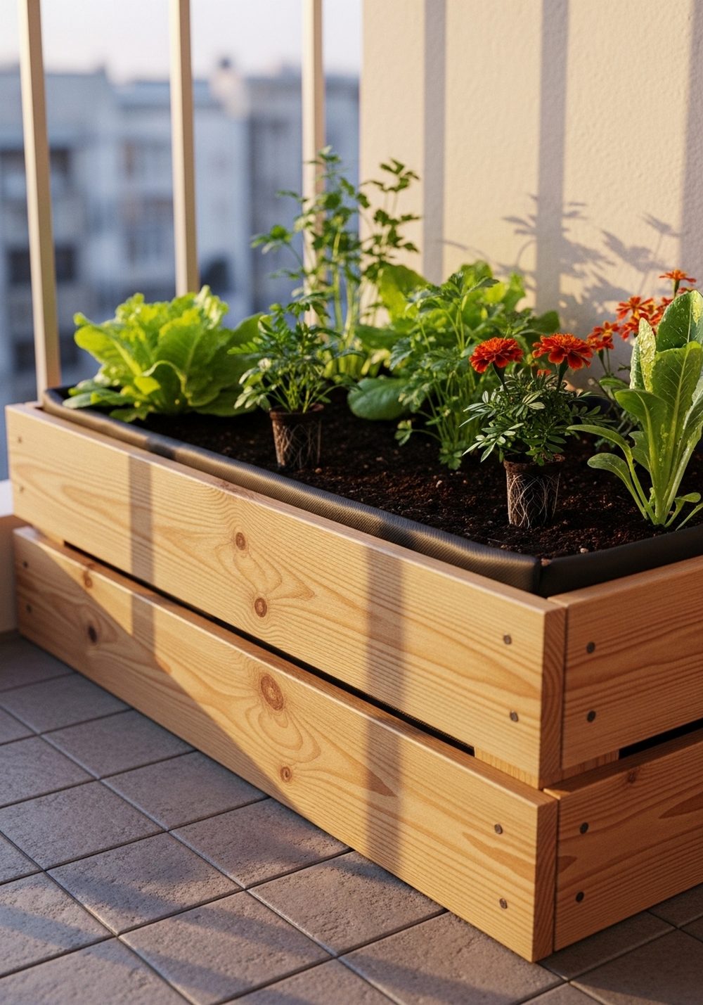 Compact Pallet Raised Bed For Balcony Corners