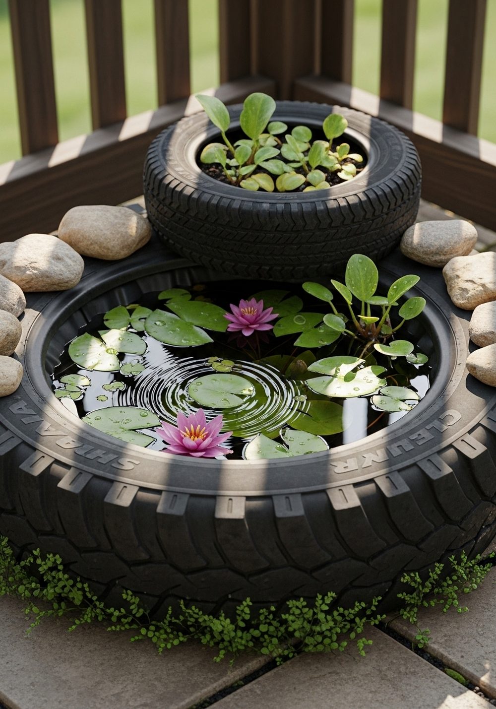 Compact Tire Pond Planter