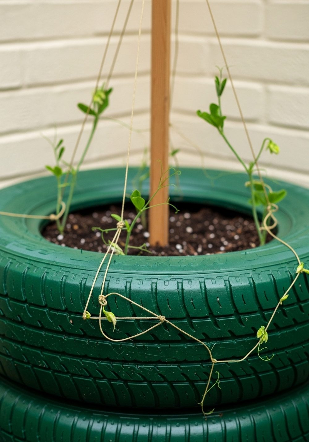 Corner Tire Stack With Climbing Trellis