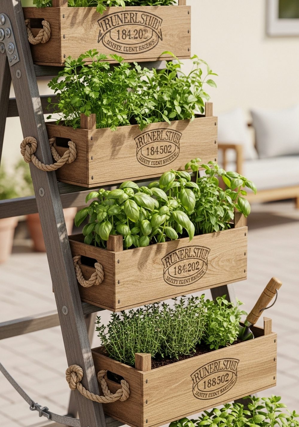 Crate-Stepped Ladder Herb Tower
