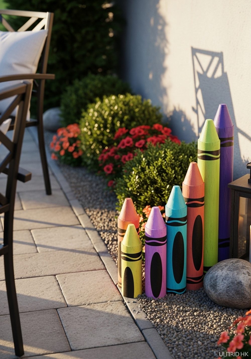 Crayon Tire Corner Feature Beside The Patio