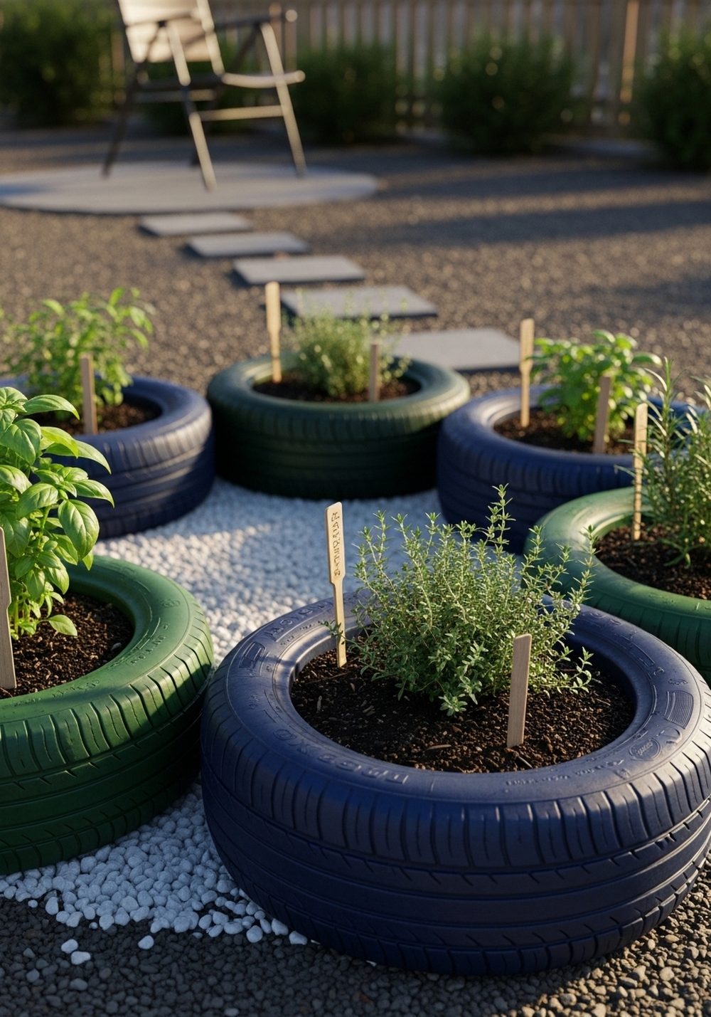 Create A Colorful Tire Herb Garden Circle