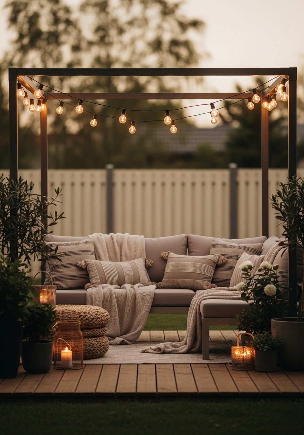 Create A String Light Canopy Over Seating