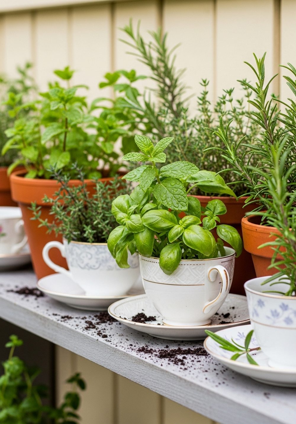 Create A Terracotta And Teacup Herb Station