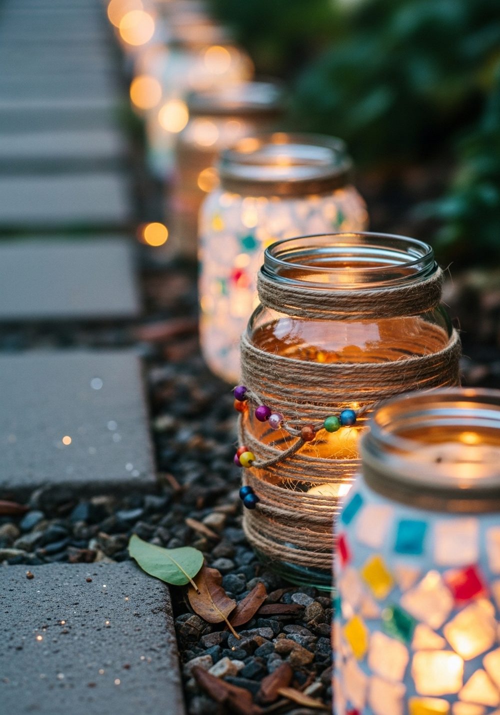 DIY Jar Lantern Path