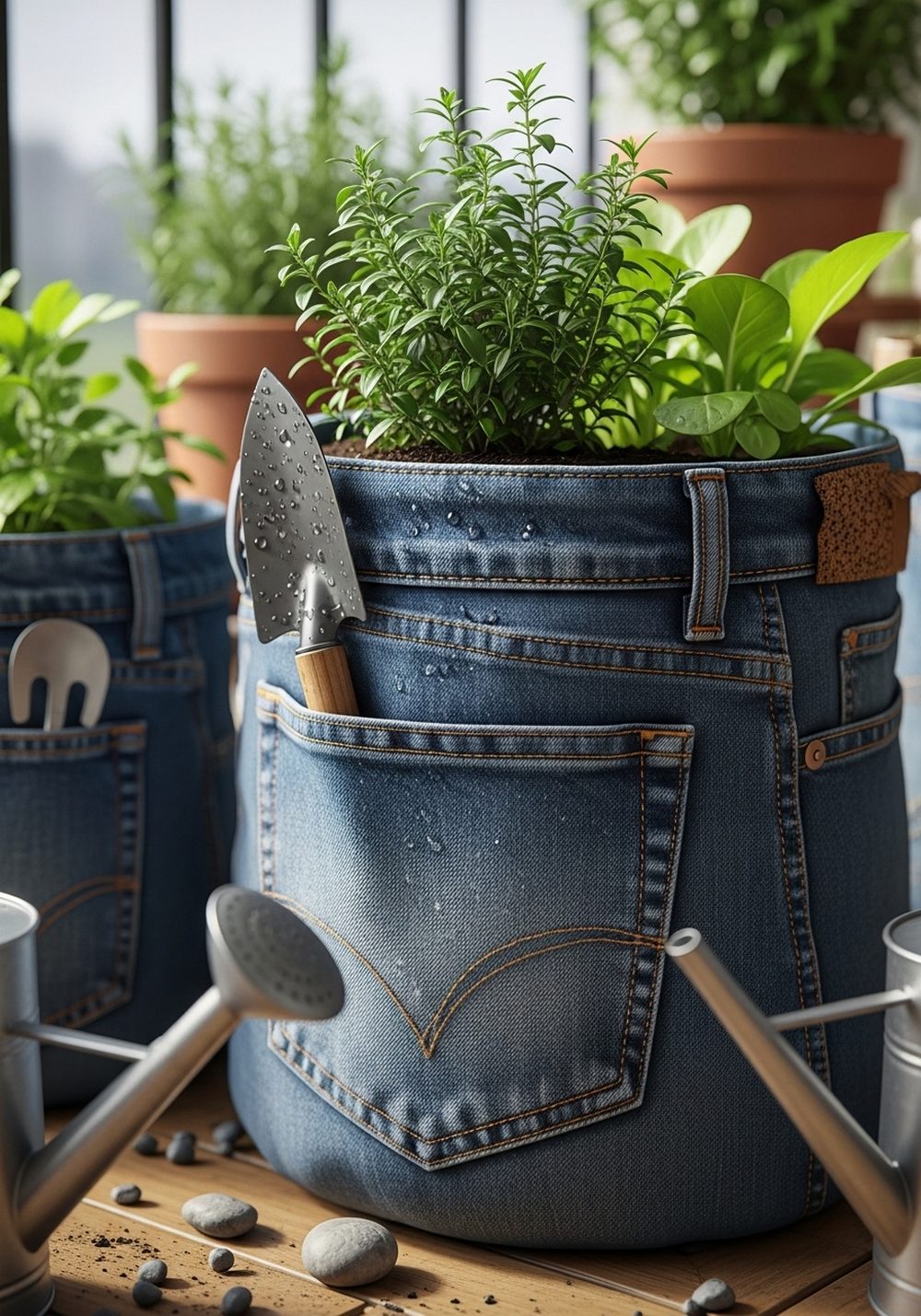Denim Grow Bags From Old Jeans