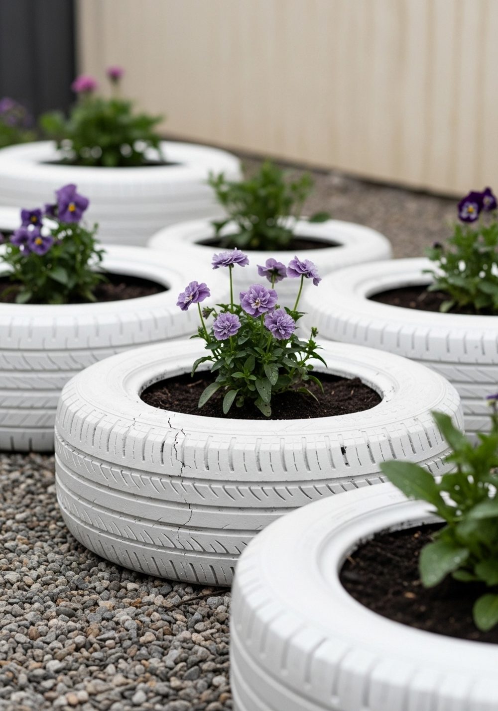 Design A Monochrome Tire Planter Garden