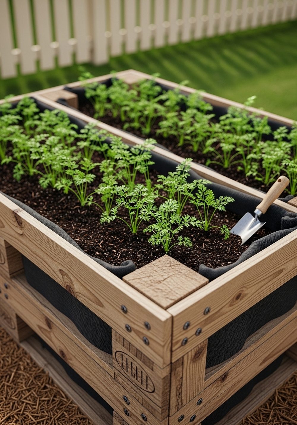 Double-Height Pallet Box For Straight Carrots