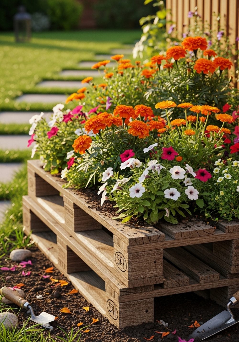 Double-Pallet Flower Border Bed