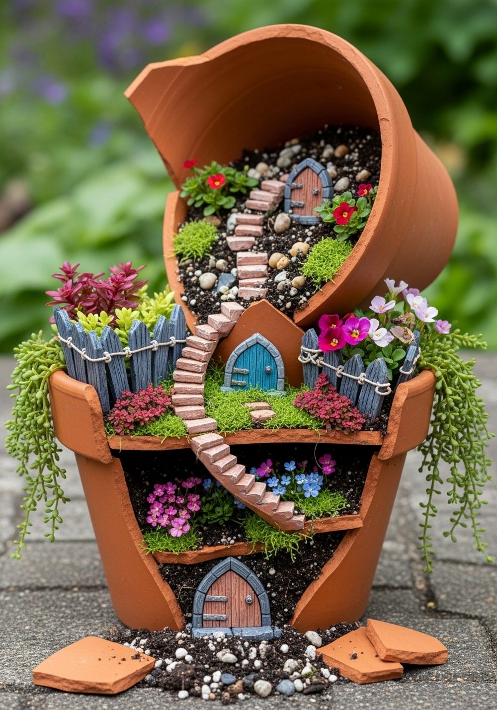 Double-Pot Split-Level Fairy Spill Planter