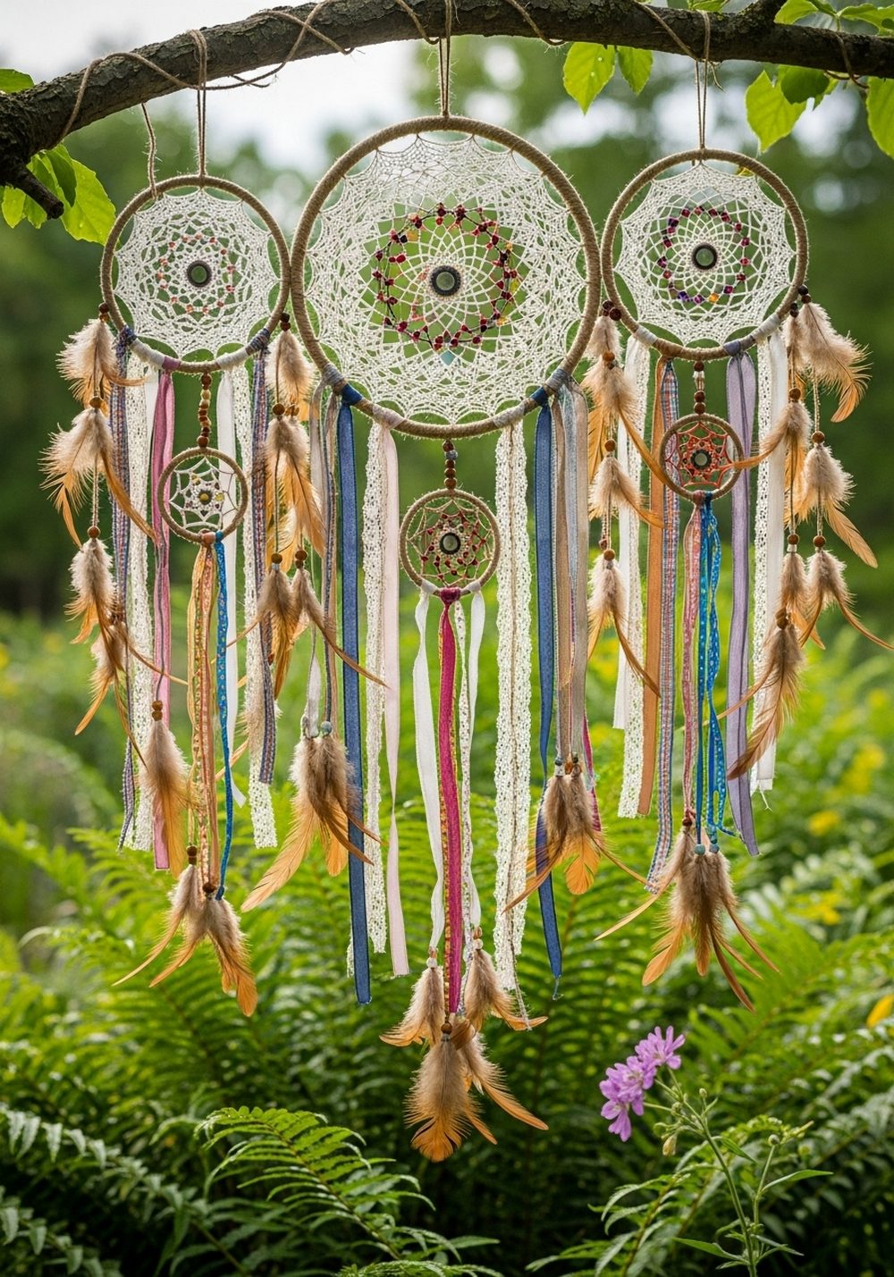 Dreamcatchers And Feathers In The Breeze