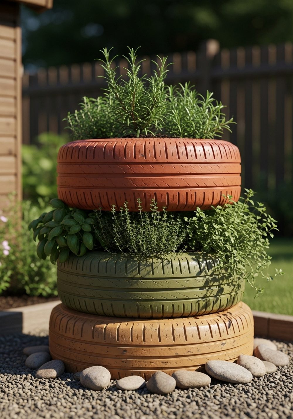 Earthy Herb Tower Tire Planter