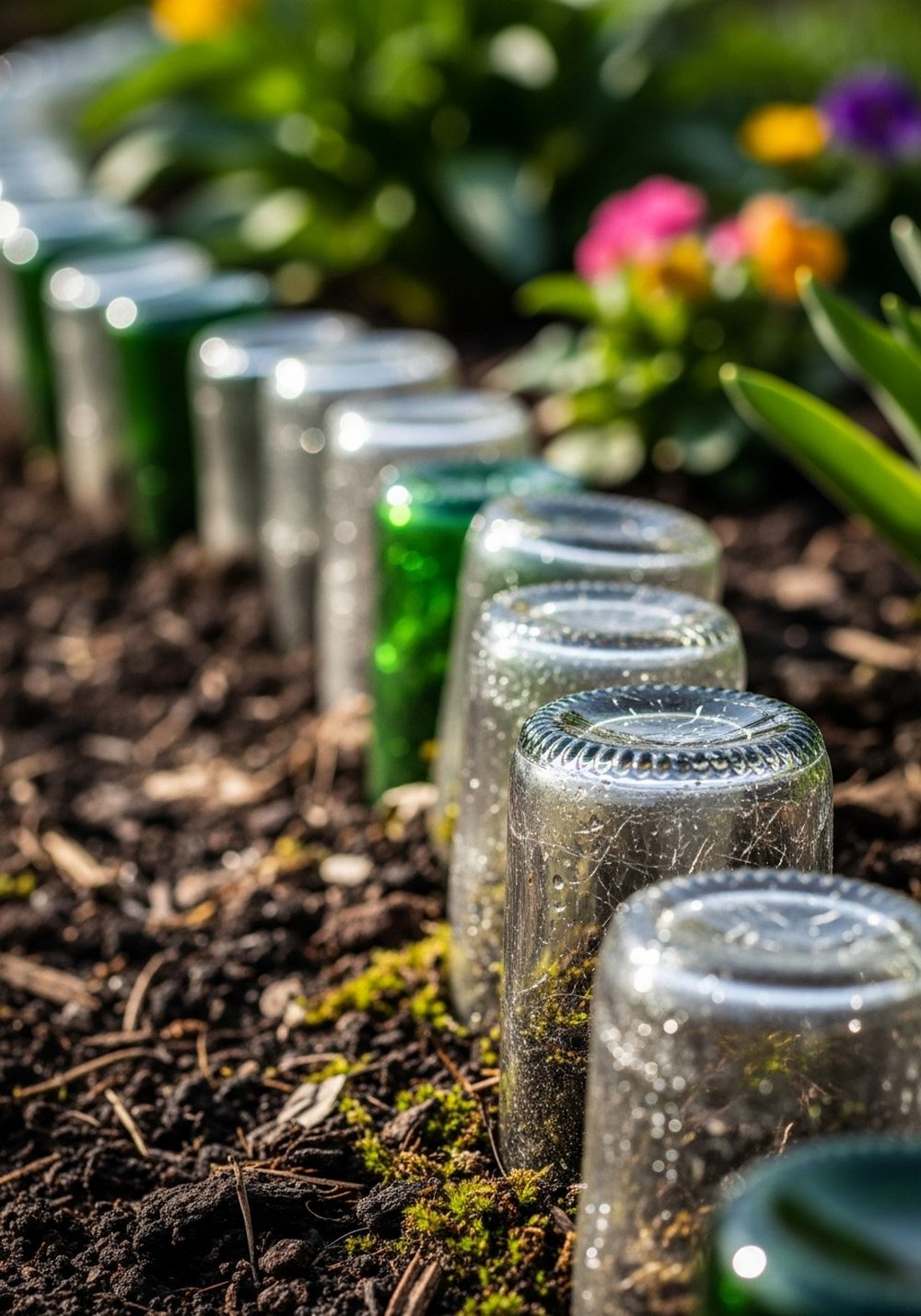 Edge Your Beds With Upcycled Glass Bottles