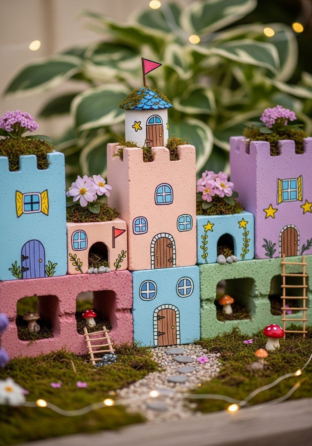 Fairy Castle Cinder Block Planters