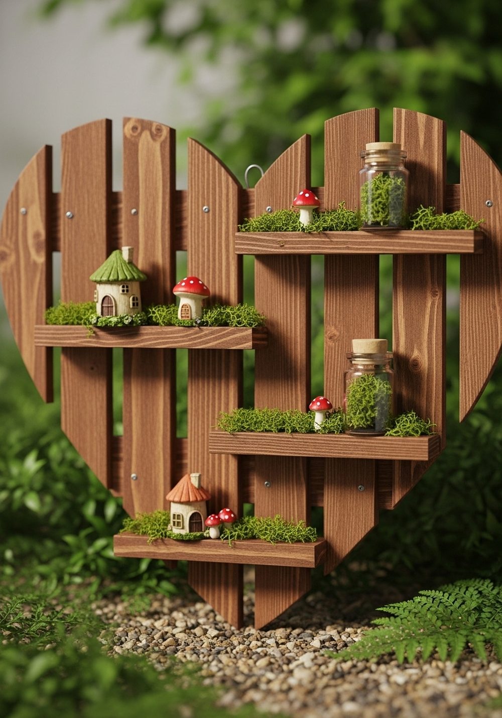 Fairy Garden Pallet Heart Display Shelf