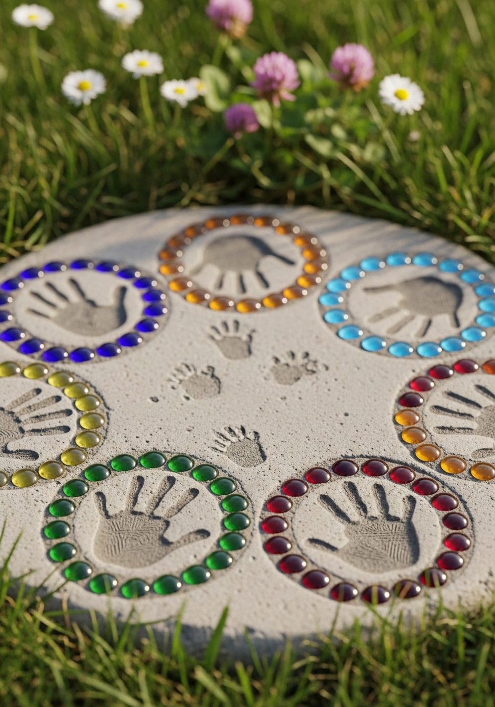 Family Handprint Memory Mosaic Stone