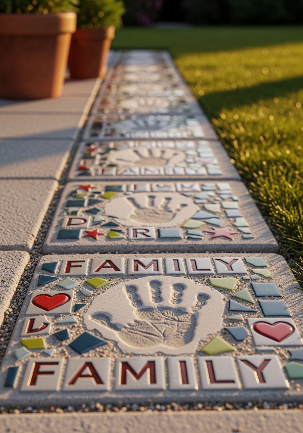 Family Name And Handprint Memory Stones