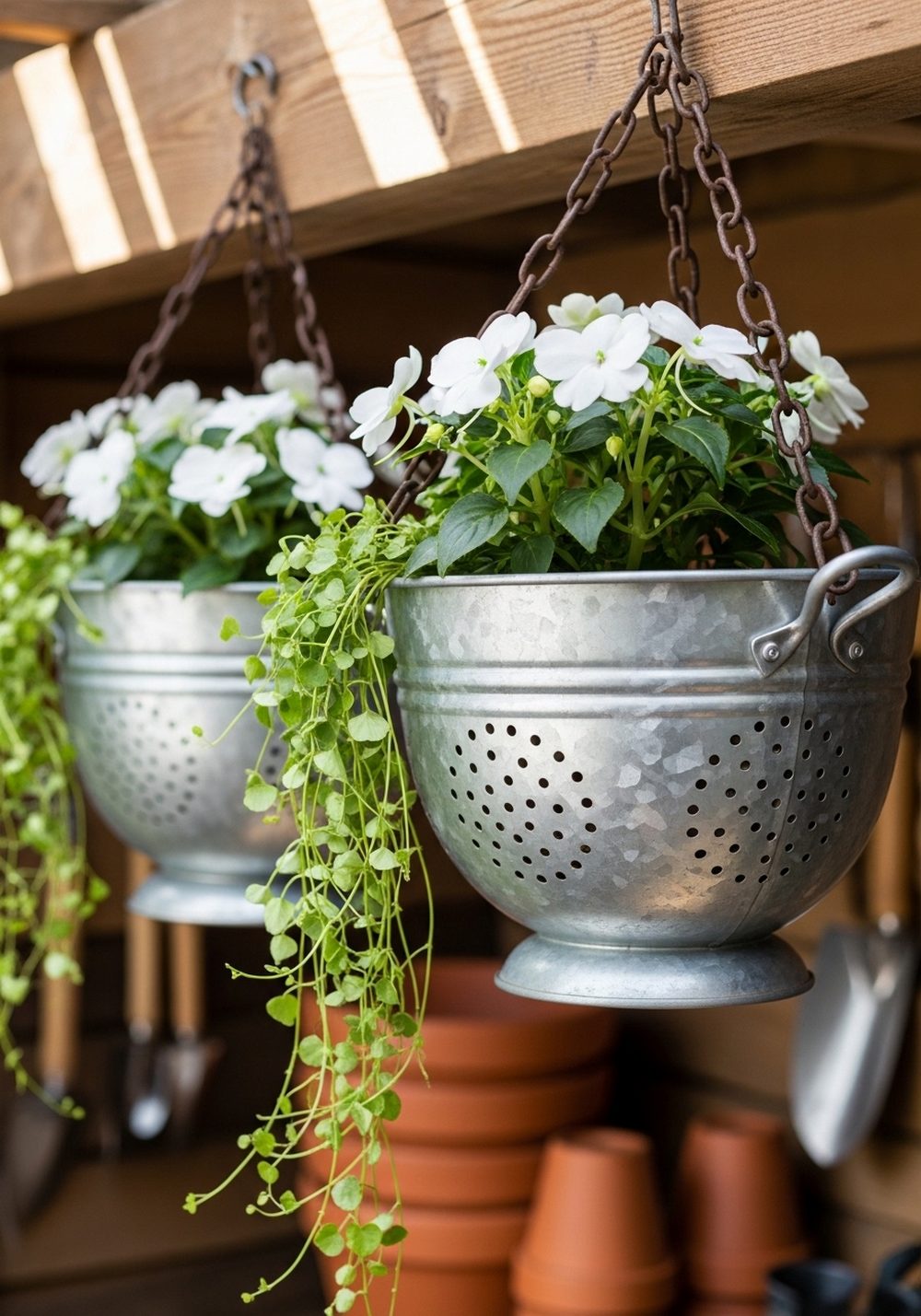Farmhouse Galvanized Colander Duo
