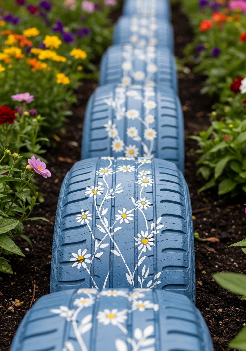 Floral Stencil Tire Border