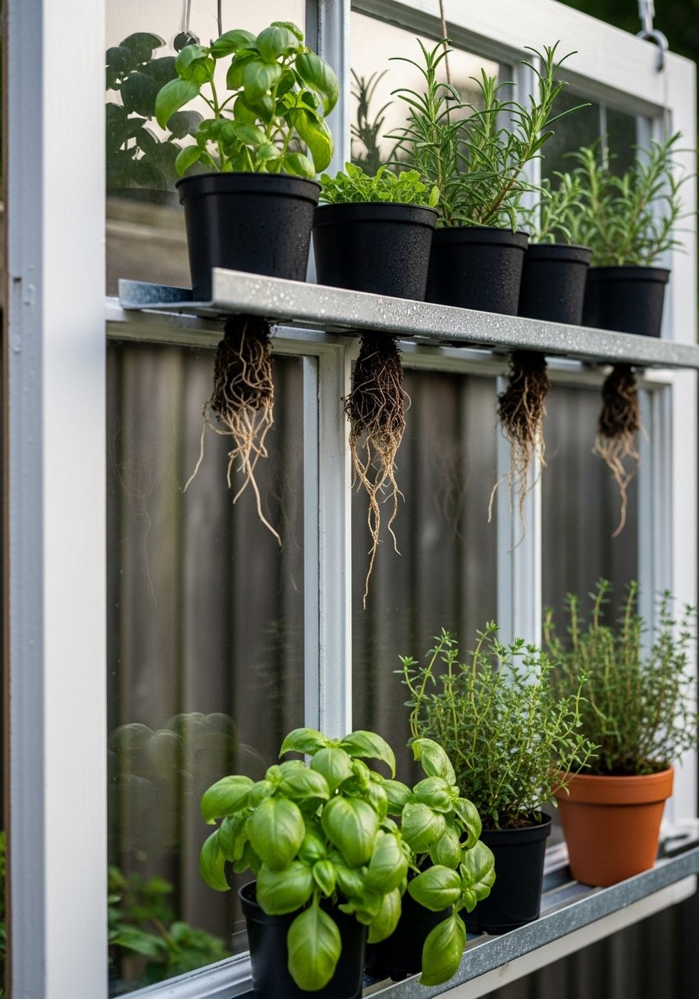 Framed Window Vertical Herb Garden