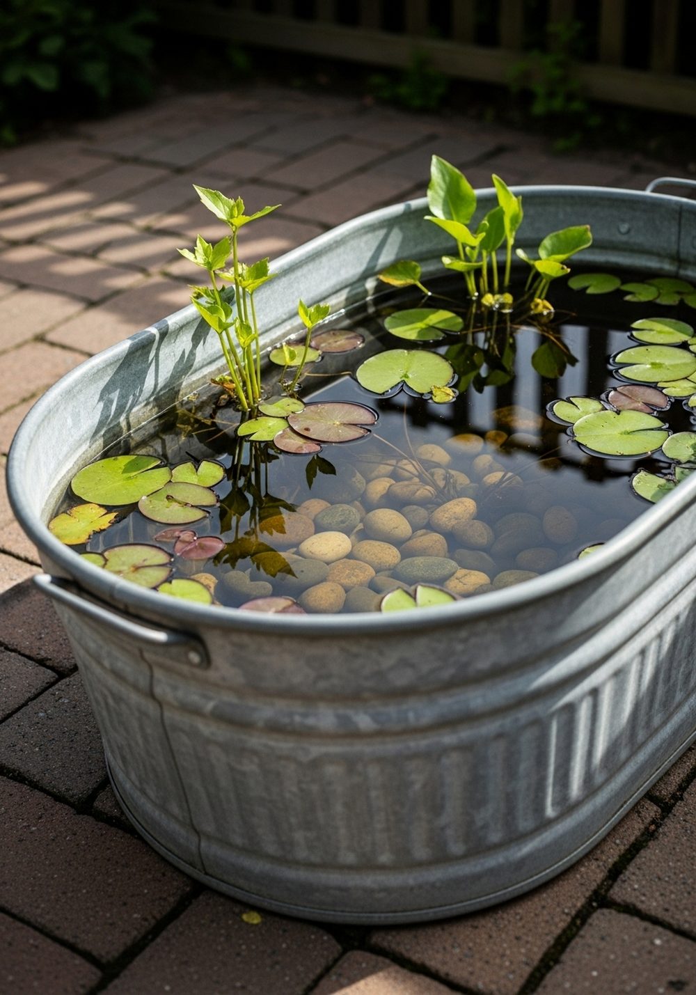 Galvanized Tub Vintage Patio Pond