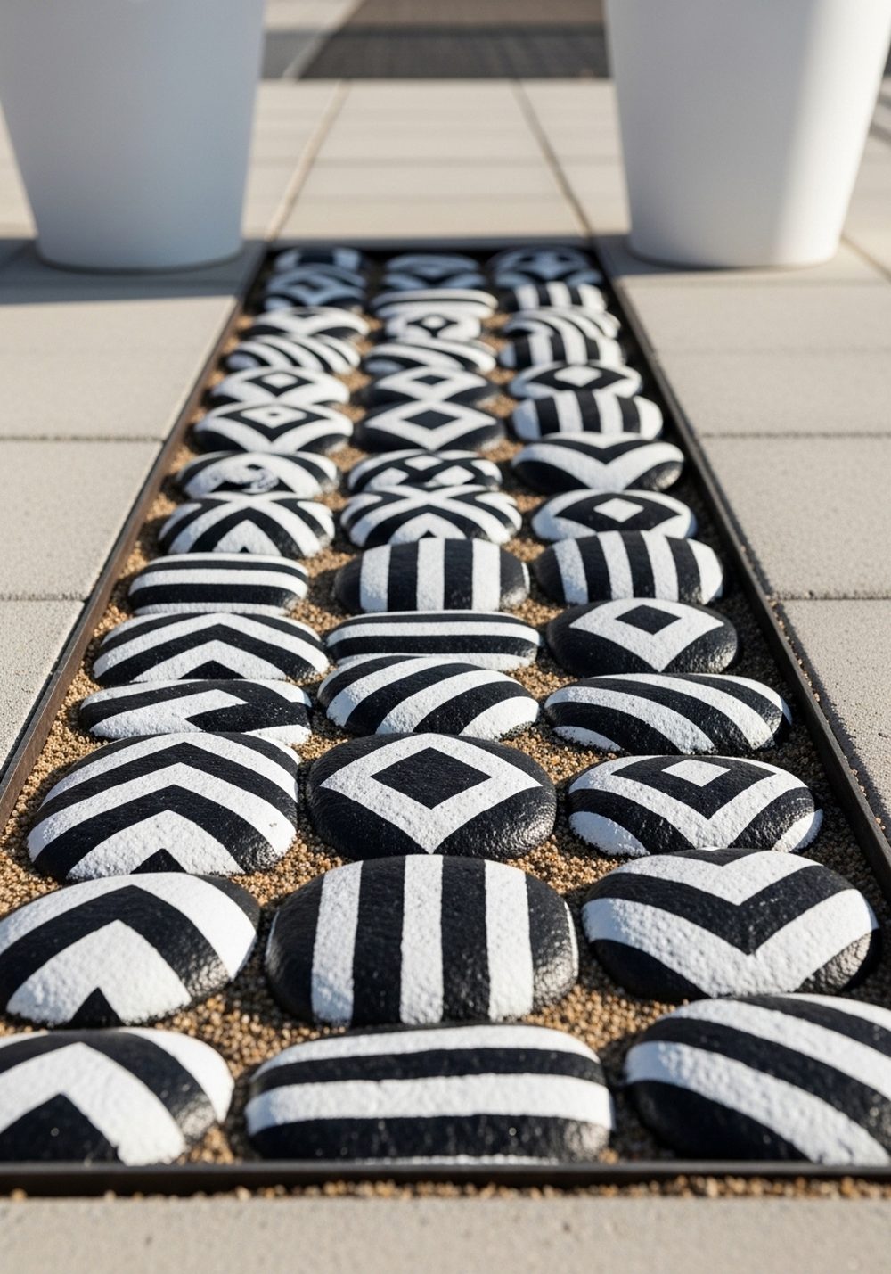 Geometric Black-And-White Tile Illusion