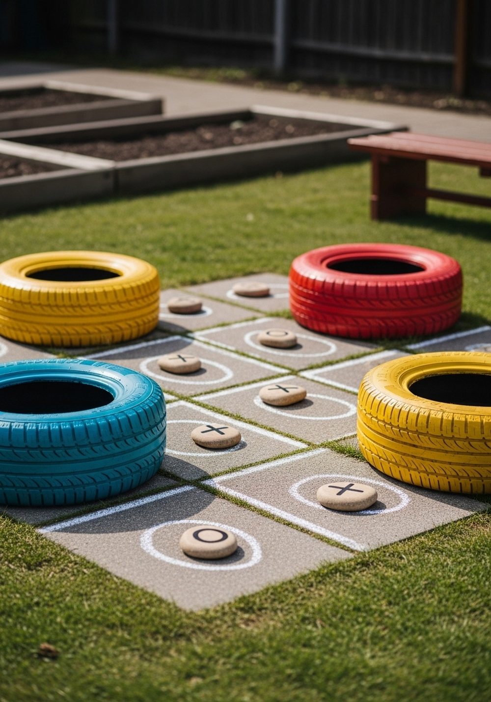 Giant Tire Tic-Tac-Toe Board