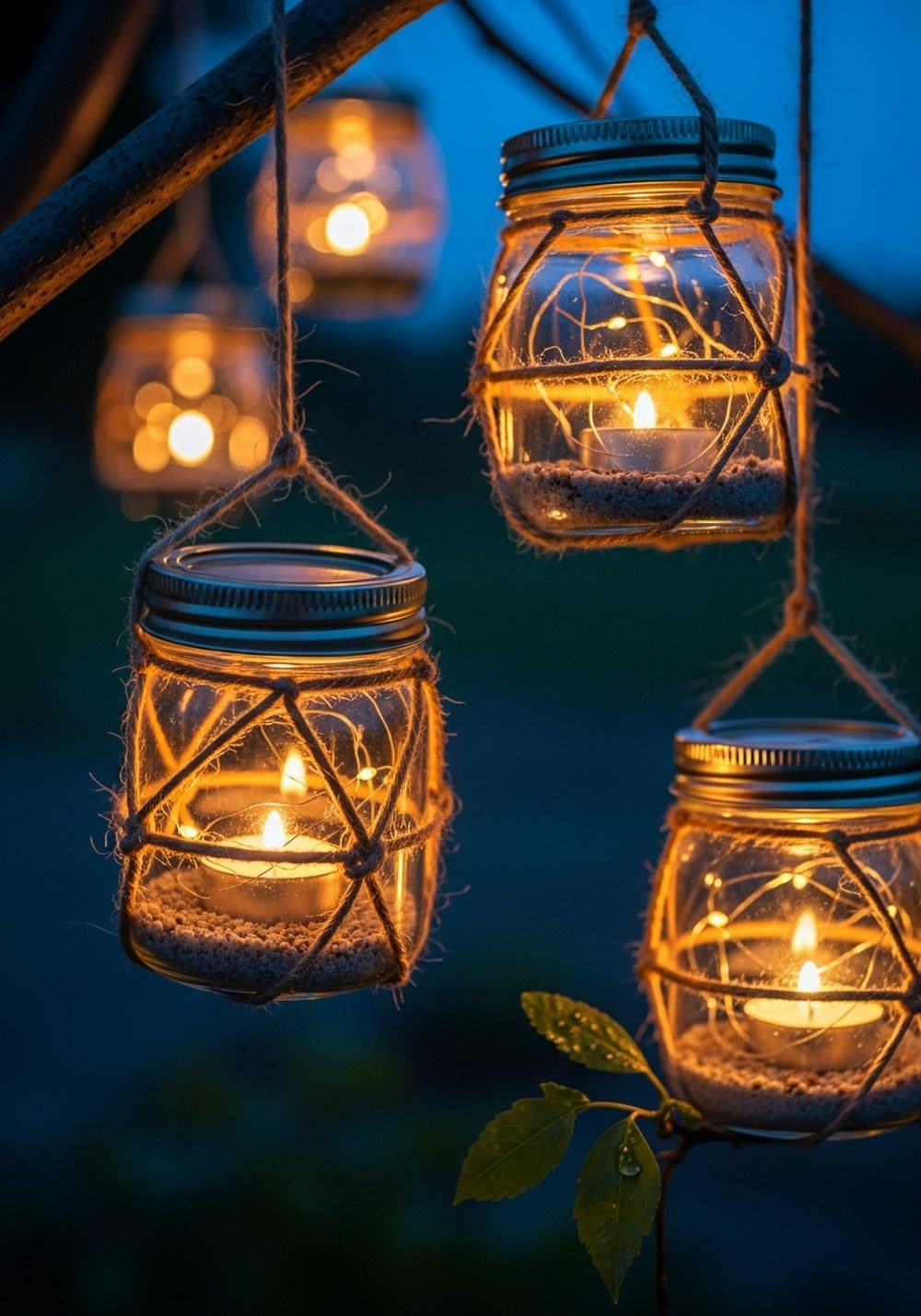 Glass Jar Candle And Fairy Light Lanterns