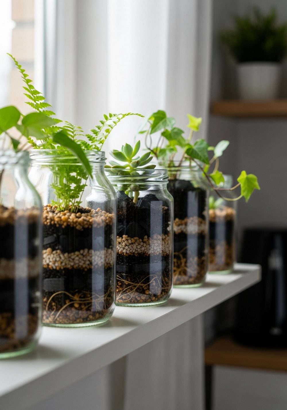 Glass Jar Windowsill Planters
