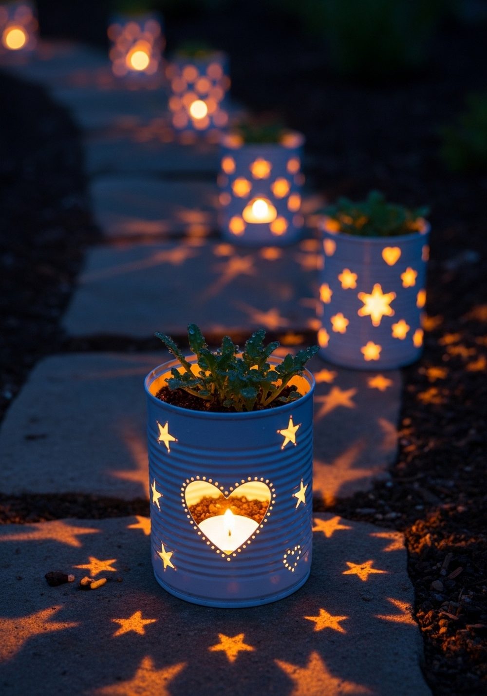 Glow-In-The-Dark Tin Can Lantern Planters